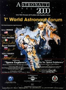 1° World Astronaut Forum, Poster della manifestazione con illustrazione da un dipinto su tela di Raffaella Losapio (Milano 23-24/11/2000)