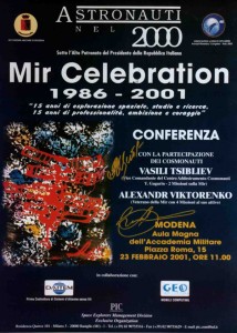 Mir Celebration 1986 | 2001 Modena, Aula Magna Accademia Militare, Poster della manifestazione con illustrazione da un dipinto su tela di Raffaella Losapio