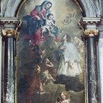 Madonna col Bambino, san Giovanni Nepomuceno e altri santi_1730, pittura su tela_ San Canciano, altare laterale