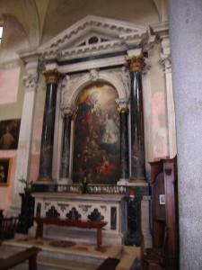 Madonna col Bambino, san Giovanni Nepomuceno e altri santi_1730, pittura su tela_ San Canciano, altare laterale