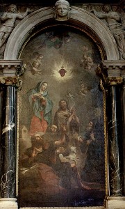 Madonna Addolorata con il sacro cuore di Gesù di Agostino e Bartolomeo Letterini 1730, pittura su tela san Canciano, altare laterale
