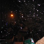 nevicata a Porta Genova dal ponte di ferro della stazione, gennaio 2012