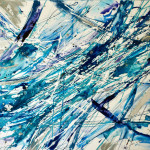 Traiettorie di particelle atomiche in blu Raffaella Losapio, 2017, cm 70x100